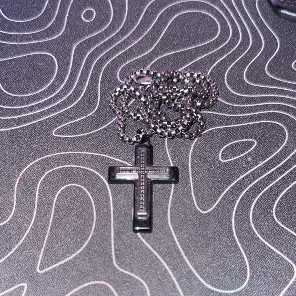 Black Silver Cross Pendant Necklace